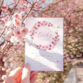 ボホ赤面ピンクフローラバタフライガールベビーシャワー 招待状