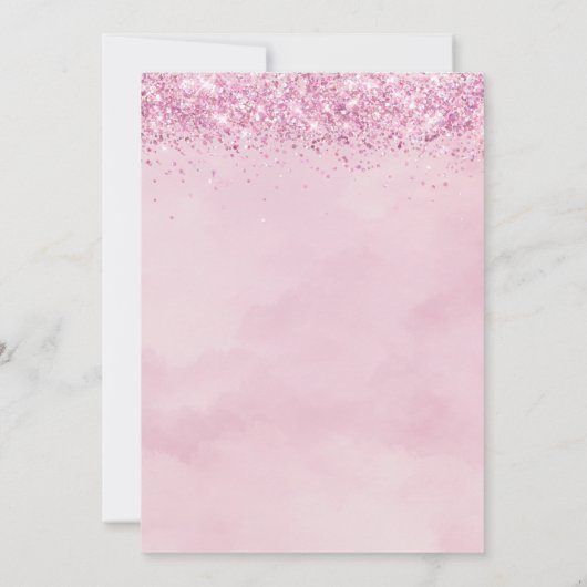 ボホ赤面ピンクフローラバタフライガールベビーシャワー 招待状 (裏面)