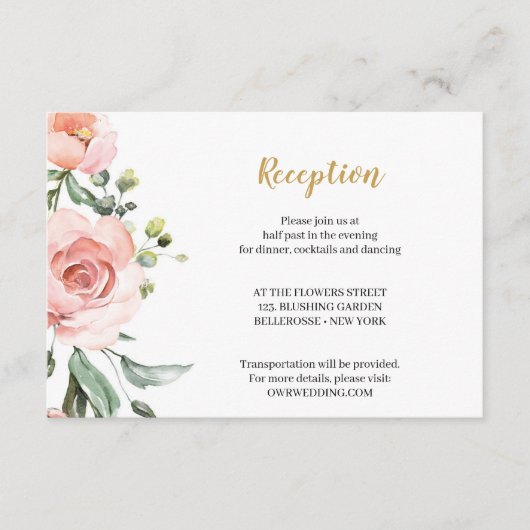 ボホ赤面ピンクフローラバラ金ゴールド幾何学模様 エンクロージャーカード (正面)