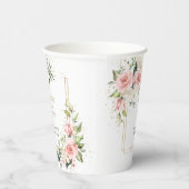 ボホ赤面ピンクフローラユーカリ金ゴールド結婚ズ 紙コップ (右)