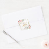 ボホ赤面ピンクフローラユーカリ100歳の誕生日 スクエアシール (封筒)