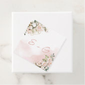 ボホ赤面ピンクフローラ結婚ズイニシャルモノグラム フェイバータグ (インサイチュ)