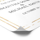 ボホ赤面ピンクフローラ結婚金ゴールドの歓迎サイン ポスター (角)