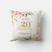 ボホ赤面ピンクフローラ金ゴールドグリッター20歳 クッション (裏面)