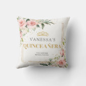 ボホ赤面ピンクフローラ金ゴールドティアラキンセアニェラ クッション (裏面)