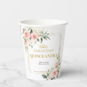 ボホ赤面ピンクフローラ金ゴールドティアラキンセアニェラ 紙コップ (正面)