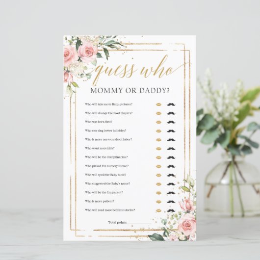 ボホ赤面ピンクフローラ金ゴールドママまたはパパのゲーム (スタンド正面)