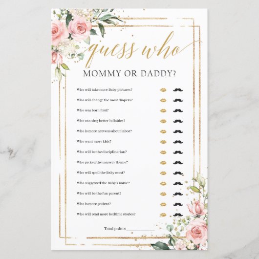 ボホ赤面ピンクフローラ金ゴールドママまたはパパのゲーム (正面)