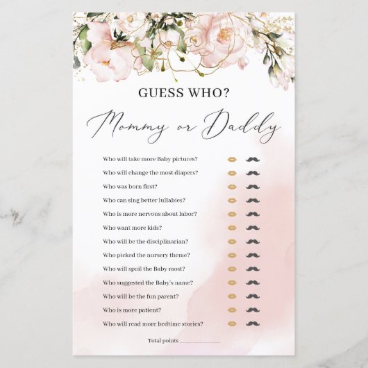 ボホ赤面ピンクフローラ金ゴールドママまたはパパのゲーム (正面)