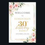 ボホ赤面ピンクフローラ30th birthday welcome ポスター<br><div class="desc">Boho赤面ピンクフローラユーカリ緑フェイク金ゴールドフレーム30歳の誕生日パーティー歓迎ポスターはあなたのお祝いに魅力的追加されるだろう。繊細なフローラや緑の要素と組み合わせた柔らかいピンクの色合いは、美お洒落しくエレガントなる。金ゴールドフェイクフレームは洗練されたtouchを加え、デザインを美しく結び付ける。ボヘミアとシックな雰囲気が混スタイリッシュ合したゲストを迎え、思い出に残る誕生日の集まりの雰囲気を演出した。一致連絡するアイテムまたはカスタマイズ、赤面バラ©</div>