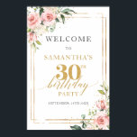 ボホ赤面ピンクフローラ30th birthday welcome ポスター<br><div class="desc">Boho赤面ピンクフローラユーカリ緑フェイク金ゴールドフレーム30歳の誕生日パーティー歓迎ポスターはあなたのお祝いに魅力的追加されるだろう。繊細なフローラや緑の要素と組み合わせた柔らかいピンクの色合いは、美お洒落しくエレガントなる。金ゴールドフェイクフレームは洗練されたtouchを加え、デザインを美しく結び付ける。ボヘミアとシックな雰囲気が混スタイリッシュ合したゲストを迎え、思い出に残る誕生日の集まりの雰囲気を演出した。一致連絡するアイテムまたはカスタマイズ、赤面バラ©</div>
