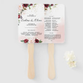 ボホ赤面ピンクブルゴーニュモダンフローラ結婚ズ ハンドファン (正面&裏面)