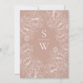 ボホ赤面ピンクボタニカルモダンフローラ結婚ズ 招待状 (裏面)