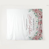 ボホ赤面ピンクローズフローラ金ゴールドブライダルシャワー タペストリー (正面(横))