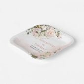 ボホ赤面ピンクローズユーカリ緑金ゴールド ペーパープレート (傾斜あり)