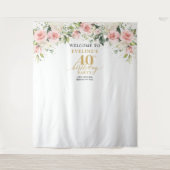 ボホ赤面ピンクローズユーカリ40歳の誕生日 タペストリー (正面)