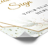 ボホ赤面ピンクローズ緑の金ゴールドカスタム標識 ポスター (角)