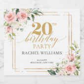 ボホ赤面ピンクローズ金ゴールドグリッター20歳 ビールラベル (シングルラベル)