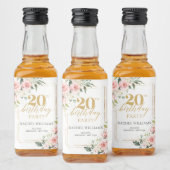 ボホ赤面ピンクローズ金ゴールドグリッター20歳 リキュールボトルラベル (ボトル)