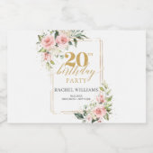 ボホ赤面ピンクローズ金ゴールドグリッター20歳 リキュールボトルラベル (シングルラベル)