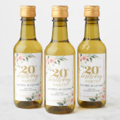 ボホ赤面ピンクローズ金ゴールドグリッター20歳 ワインラベル (ボトル)