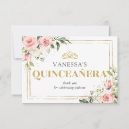 ボホ赤面ピンクローズ金ゴールドティアラ15誕生日 サンキューカード