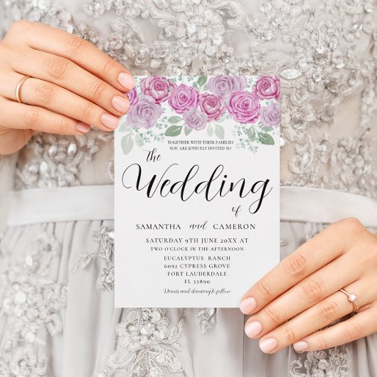 ボホ赤面ピンクローズ&書道結婚ズ 招待状