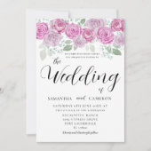 ボホ赤面ピンクローズ&書道結婚ズ 招待状 (正面)