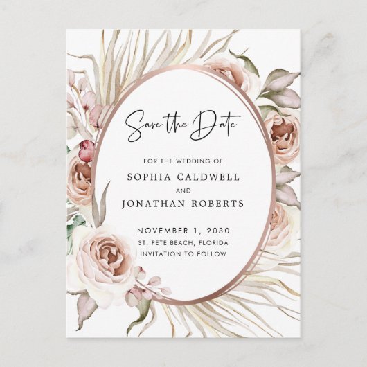 ボホ赤面ピンクローゼドライパーム保存日 案内ポストカード (正面)