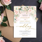 ボホ赤面ピンクローゼフラワーロマンチック結婚ズ 招待状