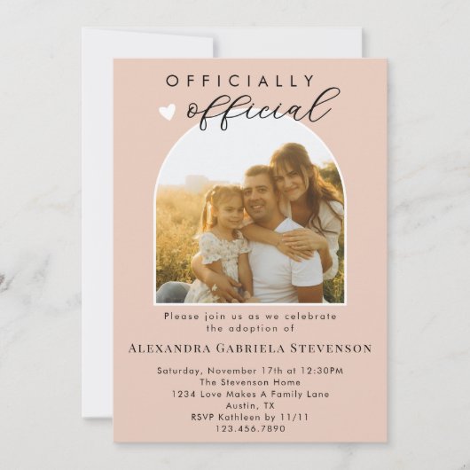 ボホ赤面ピンク公式の採用日お祝い 招待状 (正面)