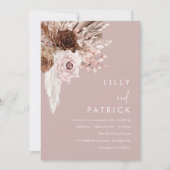 ボホ赤面ピンク結婚フローラ 招待状 (正面)