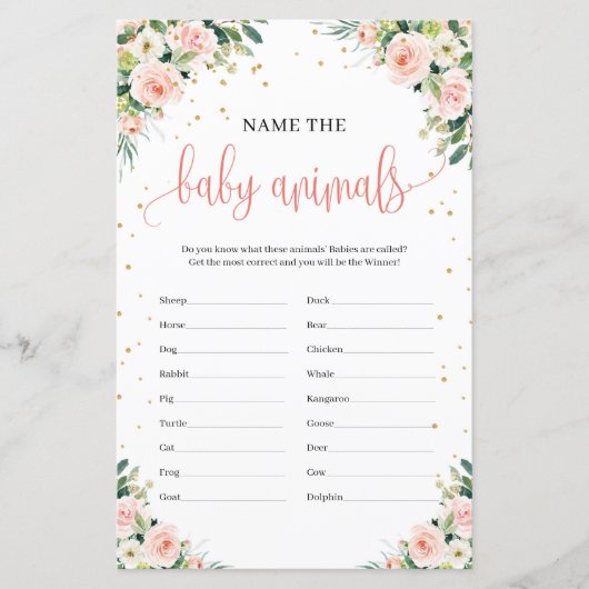 ボホ赤面ピンク緑の金ゴールドベビー動物ゲーム (正面)