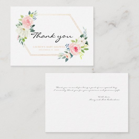 ボホ赤面ピンク金ゴールド幾何学的サンキューカード ノートカード (正面/裏面)