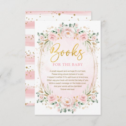 ボホ赤面ピンク金ゴールド花本forベビーガール エンクロージャーカード (正面/裏面)