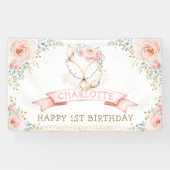 ボホ赤面フローラキツネガールバースデーパーティーウェルカム 横断幕 (横)