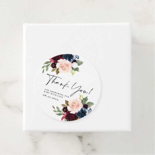 ボホ赤面フローラサンキューベイビーシャワーギフトラベル フェイバータグ (インサイチュ)