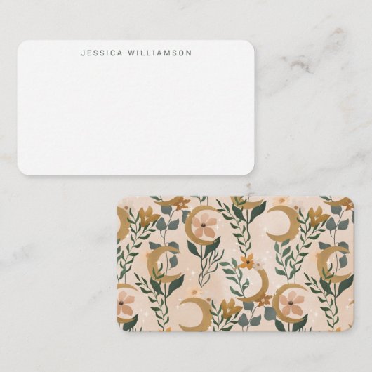 ボホ赤面フローラムーン名前をカスタムするギフトエンクロージャー ノートカード (正面/裏面)