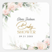 ボホ赤面フローラユーカリプトゥスフレームベビーシャワー スクエアシール (正面)