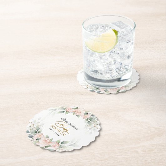 ボホ赤面フローラユーカリプトゥスフレームベビーシャワー ペーパーコースター (インサイチュ)