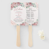 ボホ赤面フローラユーカリ金ゴールド枠ハンドファン ハンドファン (正面&裏面)