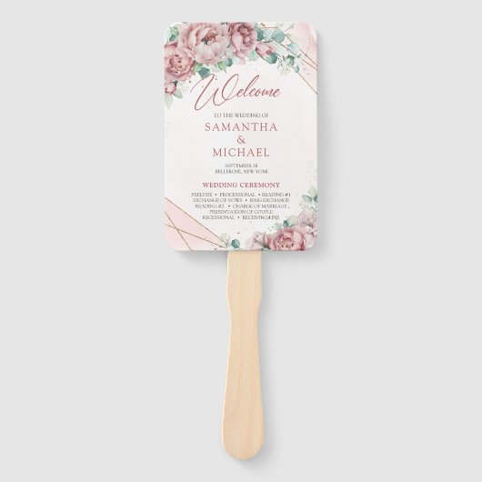 ボホ赤面フローラユーカリ金ゴールド枠ハンドファン ハンドファン (正面)