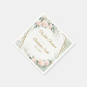 ボホ赤面フローラ及び金ゴールド及びユーカリ結婚プタス スタンダードカクテルナプキン (角)