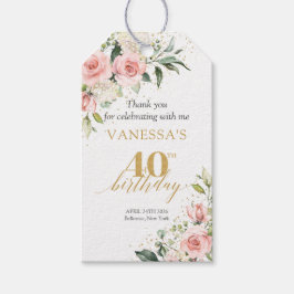 ボホ赤面フローラ金ゴールドグリッターグリーン40th誕生日 ギフトタグ