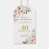 ボホ赤面フローラ金ゴールドグリッターグリーン40th誕生日 ギフトタグ (裏面)