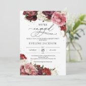 ボホ赤面ブルグンデムーブフラワーズピーニーズ金ゴールドイン 招待状 (スタンド正面)