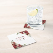 ボホ赤面ブルゴーニュフローラ結婚金ゴールド スクエアペーパーコースター (インサイチュ)