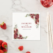 ボホ赤面ブルゴーニュフローラ金ゴールド幾何結婚の スタンダードカクテルナプキン (インサイチュ)