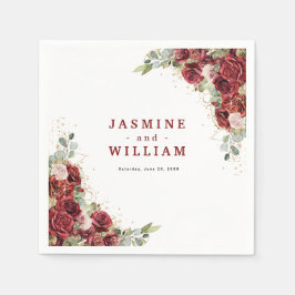 ボホ赤面ブルゴーニュフローラ金ゴールド幾何結婚の スタンダードカクテルナプキン