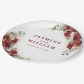 ボホ赤面ブルゴーニュフローラ金ゴールド幾何結婚の ペーパープレート (アングル)